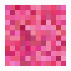 Pink Square Background Color Mosaic Medium Glasses Cloth (2-side) by Celenk