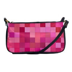 Pink Square Background Color Mosaic Shoulder Clutch Bags by Celenk