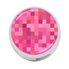 Pink Square Background Color Mosaic 4-port Usb Hub (one Side)