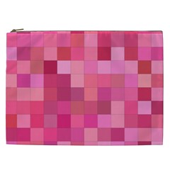 Pink Square Background Color Mosaic Cosmetic Bag (xxl)  by Celenk