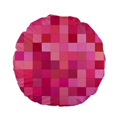 Pink Square Background Color Mosaic Standard 15  Premium Round Cushions by Celenk