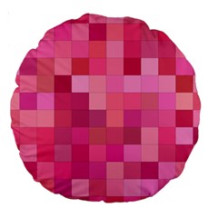 Pink Square Background Color Mosaic Large 18  Premium Round Cushions by Celenk