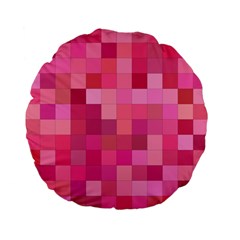 Pink Square Background Color Mosaic Standard 15  Premium Flano Round Cushions by Celenk