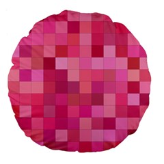 Pink Square Background Color Mosaic Large 18  Premium Flano Round Cushions by Celenk