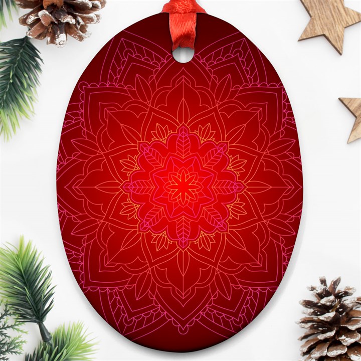 Mandala Ornament Floral Pattern Oval Ornament (Two Sides)