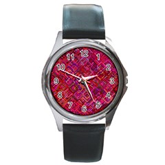 Pattern Background Square Modern Round Metal Watch by Celenk