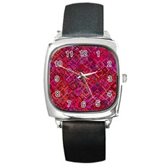 Pattern Background Square Modern Square Metal Watch by Celenk