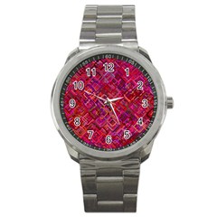 Pattern Background Square Modern Sport Metal Watch by Celenk