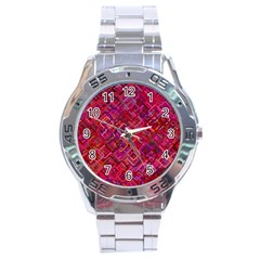 Pattern Background Square Modern Stainless Steel Analogue Watch by Celenk