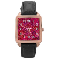 Pattern Background Square Modern Rose Gold Leather Watch  by Celenk