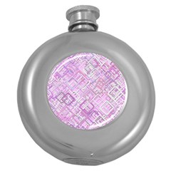 Pink Modern Background Square Round Hip Flask (5 Oz) by Celenk