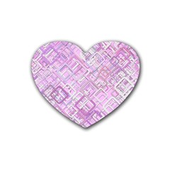 Pink Modern Background Square Rubber Coaster (heart)  by Celenk