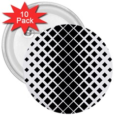 Square Diagonal Pattern Monochrome 3  Buttons (10 Pack)  by Celenk