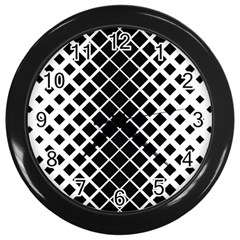 Square Diagonal Pattern Monochrome Wall Clocks (black) by Celenk