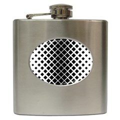 Square Diagonal Pattern Monochrome Hip Flask (6 Oz) by Celenk