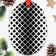 Square Diagonal Pattern Monochrome Oval Ornament (two Sides) by Celenk