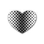 Square Diagonal Pattern Monochrome Rubber Coaster (Heart)  Front