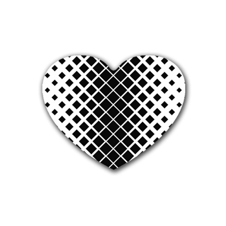 Square Diagonal Pattern Monochrome Rubber Coaster (Heart) 