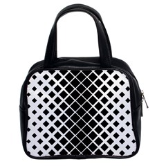 Square Diagonal Pattern Monochrome Classic Handbags (2 Sides) by Celenk