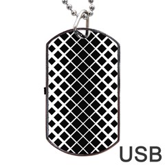 Square Diagonal Pattern Monochrome Dog Tag Usb Flash (one Side) by Celenk