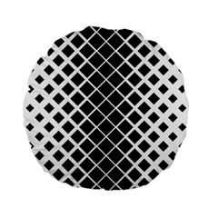 Square Diagonal Pattern Monochrome Standard 15  Premium Round Cushions by Celenk