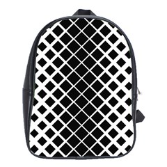 Square Diagonal Pattern Monochrome School Bag (xl) by Celenk