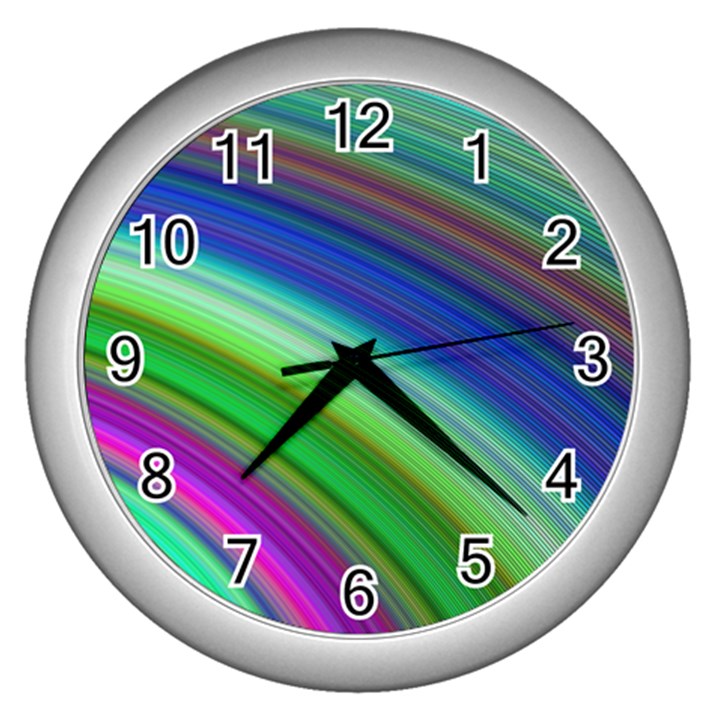 Motion Fractal Background Wall Clocks (Silver) 