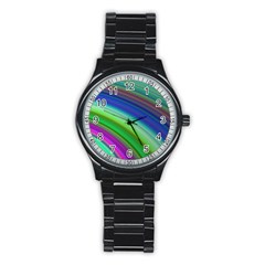 Motion Fractal Background Stainless Steel Round Watch by Celenk