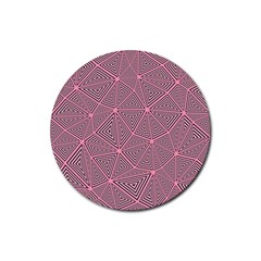 Purple Triangle Background Abstract Rubber Round Coaster (4 Pack)  by Celenk