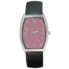 Purple Triangle Background Abstract Barrel Style Metal Watch by Celenk