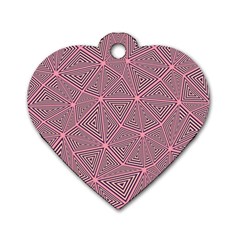 Purple Triangle Background Abstract Dog Tag Heart (two Sides) by Celenk