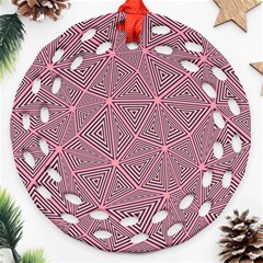 Purple Triangle Background Abstract Ornament (round Filigree) by Celenk