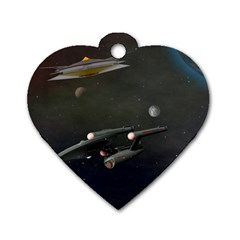 Space Travel Spaceship Space Dog Tag Heart (two Sides) by Celenk