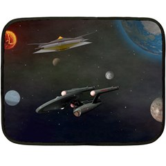 Space Travel Spaceship Space Fleece Blanket (mini) by Celenk