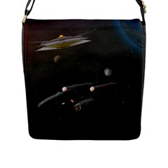 Space Travel Spaceship Space Flap Messenger Bag (l)  by Celenk