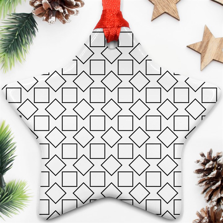 Square Line Stripe Pattern Ornament (Star)