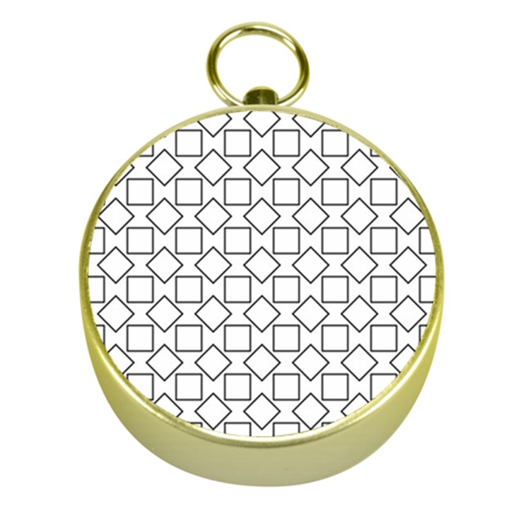 Square Line Stripe Pattern Gold Compasses