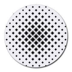 Square Pattern Monochrome Round Mousepads by Celenk