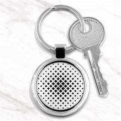 Square Pattern Monochrome Key Chains (round)  by Celenk