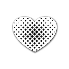 Square Pattern Monochrome Rubber Coaster (heart)  by Celenk