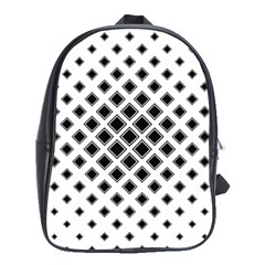 Square Pattern Monochrome School Bag (xl) by Celenk