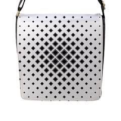 Square Pattern Monochrome Flap Messenger Bag (l)  by Celenk