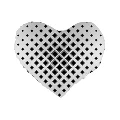 Square Pattern Monochrome Standard 16  Premium Flano Heart Shape Cushions by Celenk