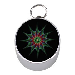 Star Abstract Burst Starburst Mini Silver Compasses by Celenk