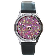 Triangle Background Abstract Round Metal Watch by Celenk