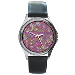 Triangle Background Abstract Round Metal Watch Front