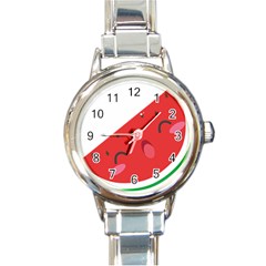 Watermelon Red Network Fruit Juicy Round Italian Charm Watch by Celenk