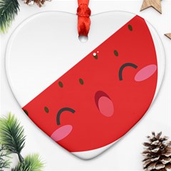 Watermelon Red Network Fruit Juicy Ornament (Heart)