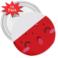 Watermelon Red Network Fruit Juicy 3  Buttons (10 Pack)  by Celenk