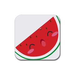 Watermelon Red Network Fruit Juicy Rubber Coaster (Square) 